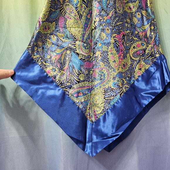 Vintage 90's Slip Chemise Nightgown Paisley Green Blue Sexy Silky - Picture 6 of 7